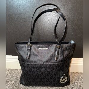 Michael Kors bedford large black logo tote bag